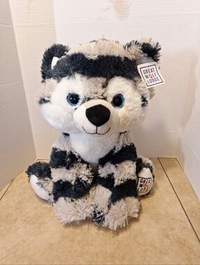 Great Wolf Lodge 14.5" Sitting Plush Husky Dog Stripes Blue Sparkly Eyes Tags